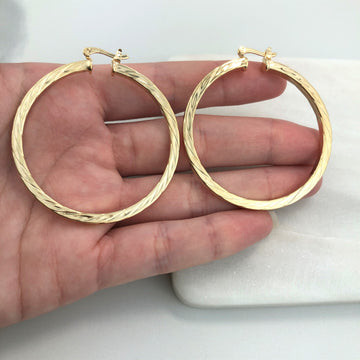 18K Gold Layered Oro Laminado 48 mm Twisted Wholesale 21.0130